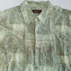 Tasso Elba Silk/Linen Blend Button Down Shirt L